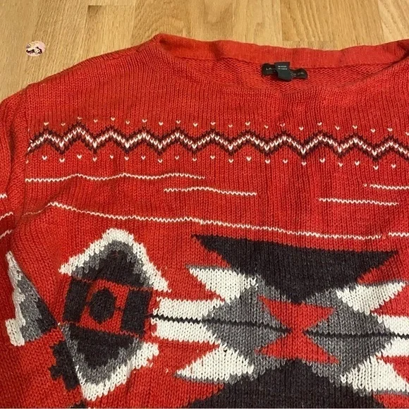 Lauren Ralph Lauren Red Aztec Print Sweater XL White Women’s